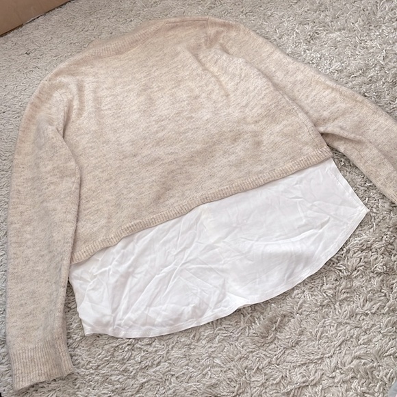 Kohls, Oatmeal mockneck sweater with attached button down shirt/ layered look - Picture 6 of 6